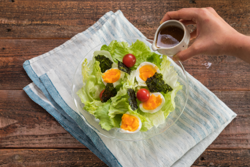 Boiled Egg and Lettuce Sesame Salad