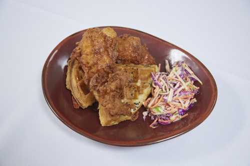 Chicken and Waffles with Coleslaw