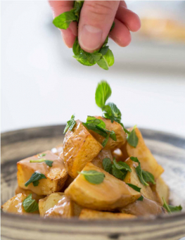 Deep Fried Potato with Tahini Dressing